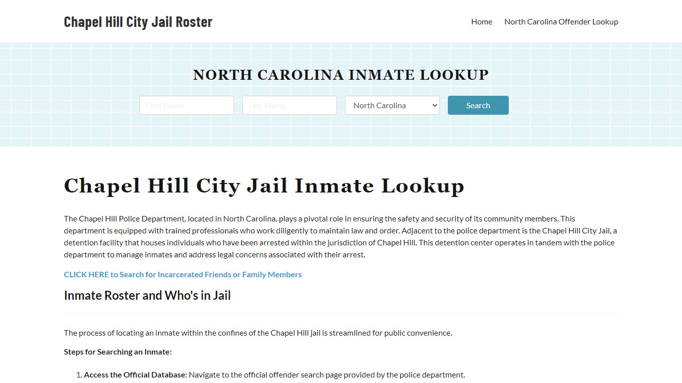 Chapel Hill Police Department & City Jail, NC Inmate Roster, Arrests ...